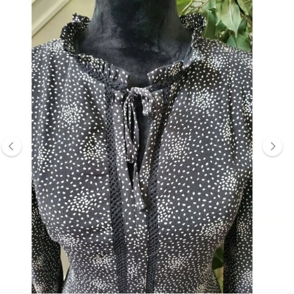 Loft Women's Black & White Rayon Mock Neck Long Sleeve Knee Length Dress 6 NWT - Picture 5 of 13